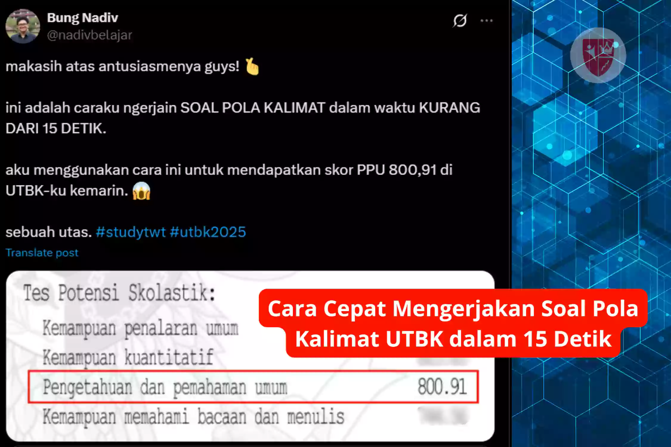 Cara Cepat Mengerjakan Soal Pola Kalimat UTBK dalam 15 Detik