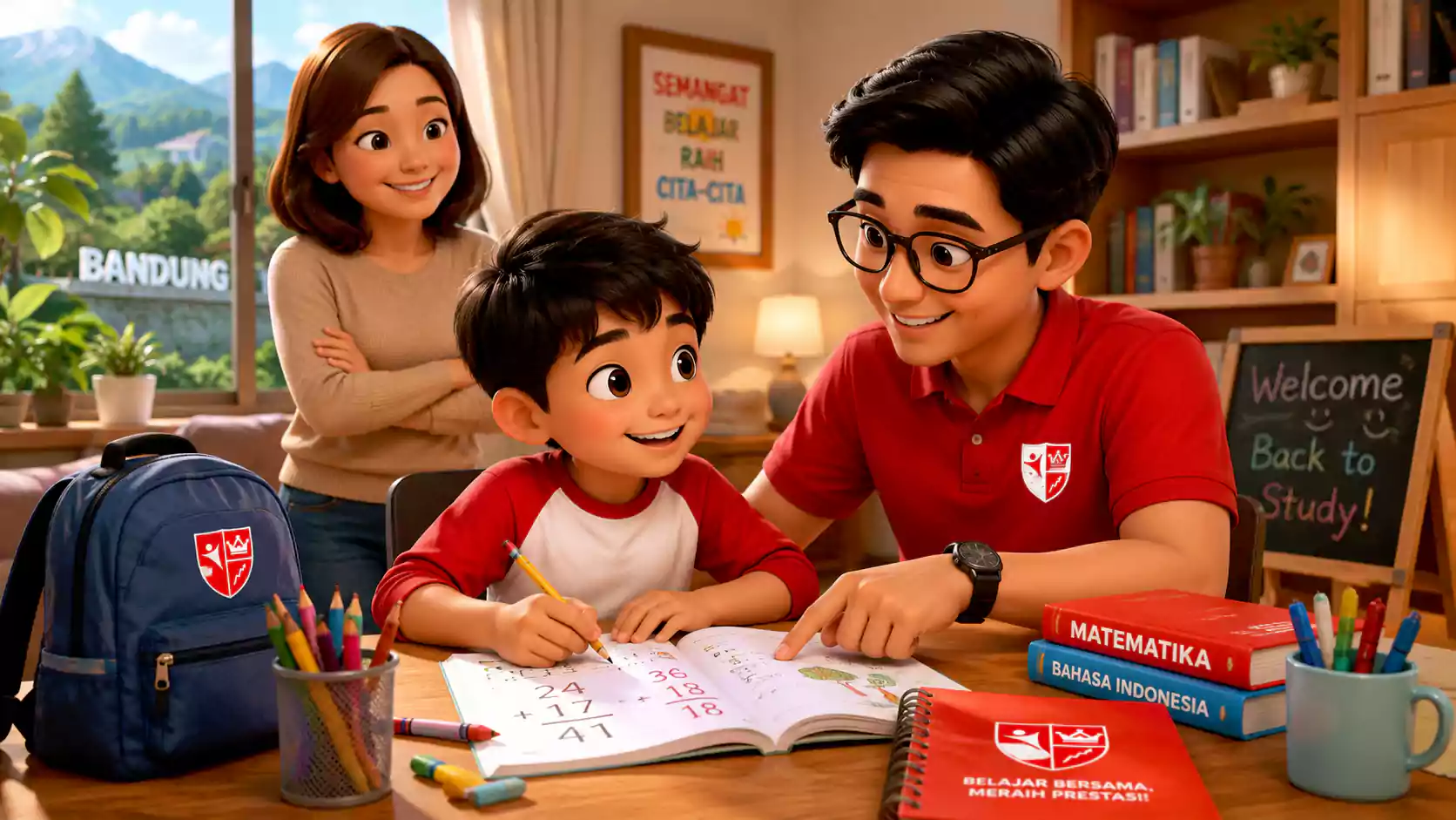 Ilustrasi les privat SD Bandung setelah libur sekolah untuk anak yang belajar kembali di rumah